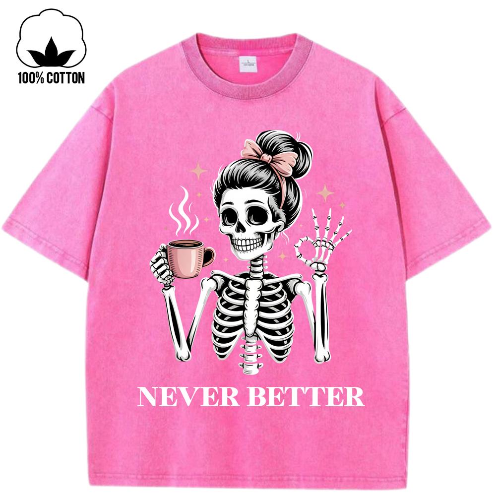Never Better Coffee Skulls Printed Washed Holes TShirt Woman Trendy Cotton Streetwear ONeck Summer T Shirt YK Loose Clothes S
Never Better Coffee Skulls Printed Washed Holes TShirt Woman Trendy Cotton Streetwear ONeck Summer T Shirt YK Loose Clothes S