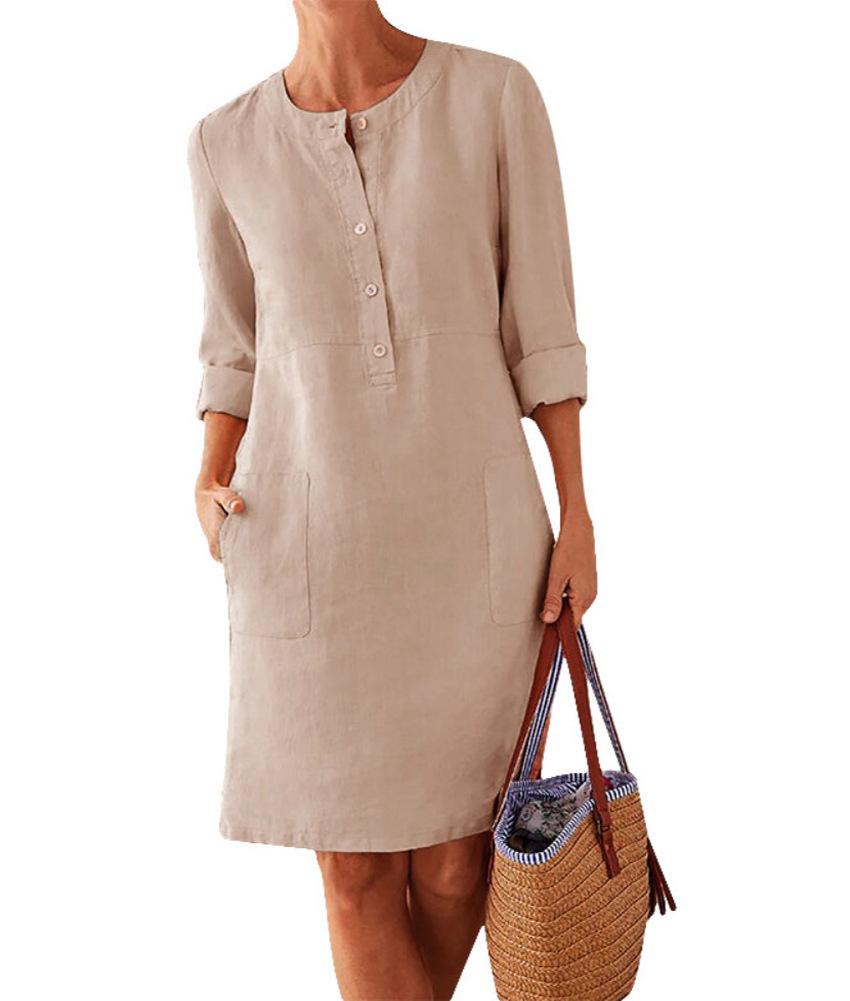 Plus Size Women s Cotton Round Neck Long Sleeve Sweat-Absorbent Breathable Dress L хаки
Plus Size Women s Cotton Round Neck Long Sleeve Sweat-Absorbent Breathable Dress L хаки