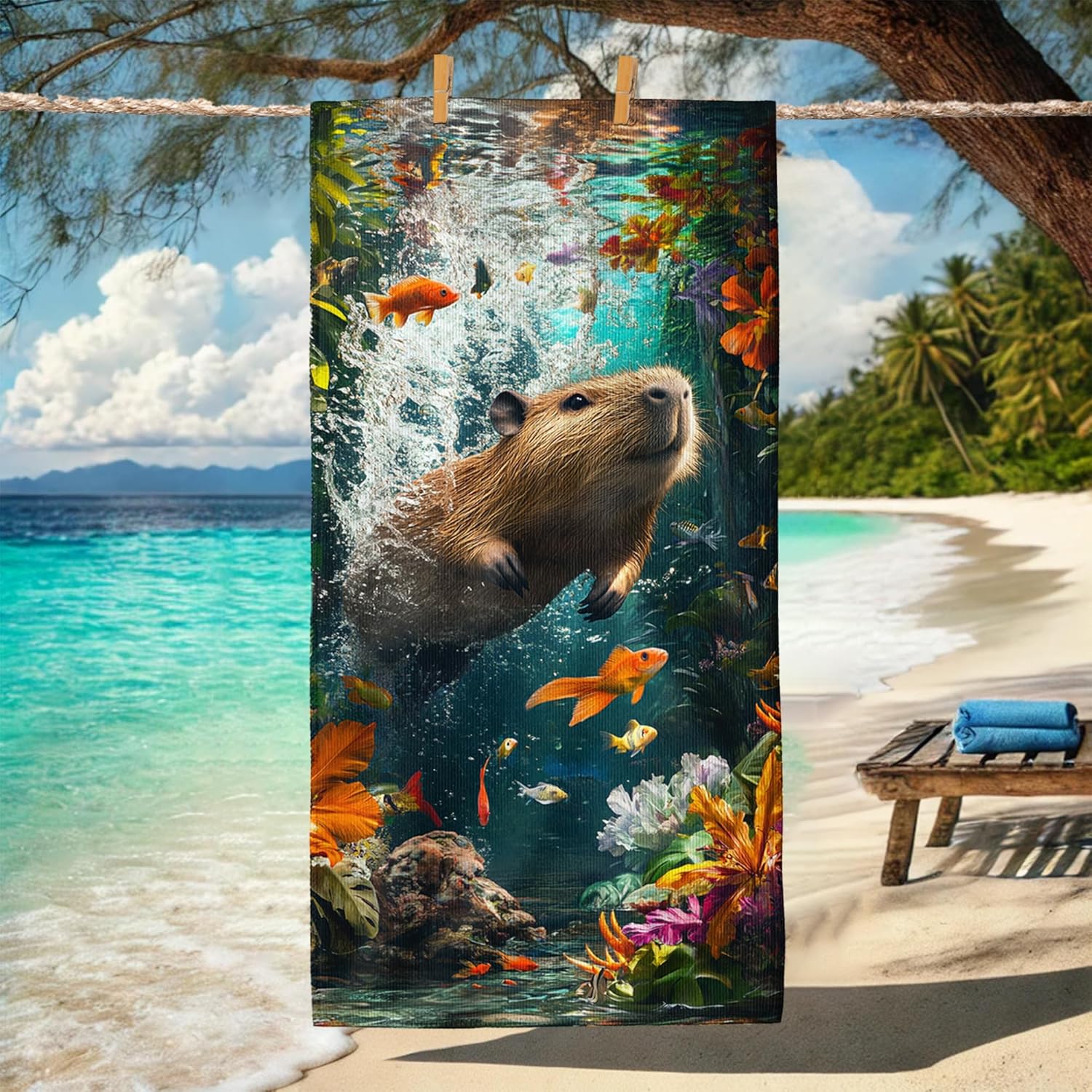 Vibrant Capybara Underwater Beach Towel Soft Sand Free Extra Absorbent Quick Dry Lightweight Pool Towel Vacation Camping Gym W40*H60(CM)
Vibrant Capybara Underwater Beach Towel Soft Sand Free Extra Absorbent Quick Dry Lightweight Pool Towel Vacation Camping Gym W40*H60(CM)