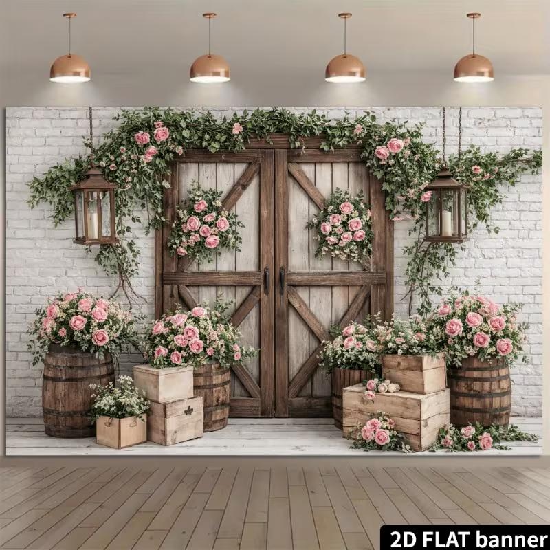 2D Rustic Wedding Backdrop - White Brick Wall, Barn Door & Pink Roses Photography Background Banner for Bridal Shoots 47.2x31.5inch/120*80cm
2D Rustic Wedding Backdrop - White Brick Wall, Barn Door & Pink Roses Photography Background Banner for Bridal Shoots 47.2x31.5inch/120*80cm