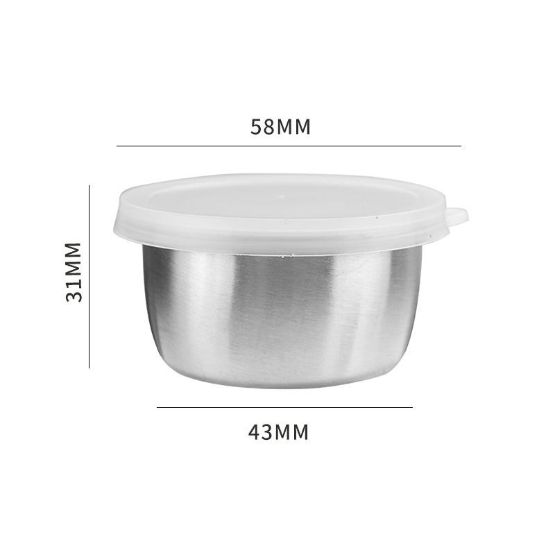 Нержавеющая стальная чашка для соуса, герметичная миска для томатного и горчичного соуса, мини-тарелка с крышкой, походная посуда серебряный
Нержавеющая стальная чашка для соуса, герметичная миска для томатного и горчичного соуса, мини-тарелка с крышкой, походная посуда серебряный