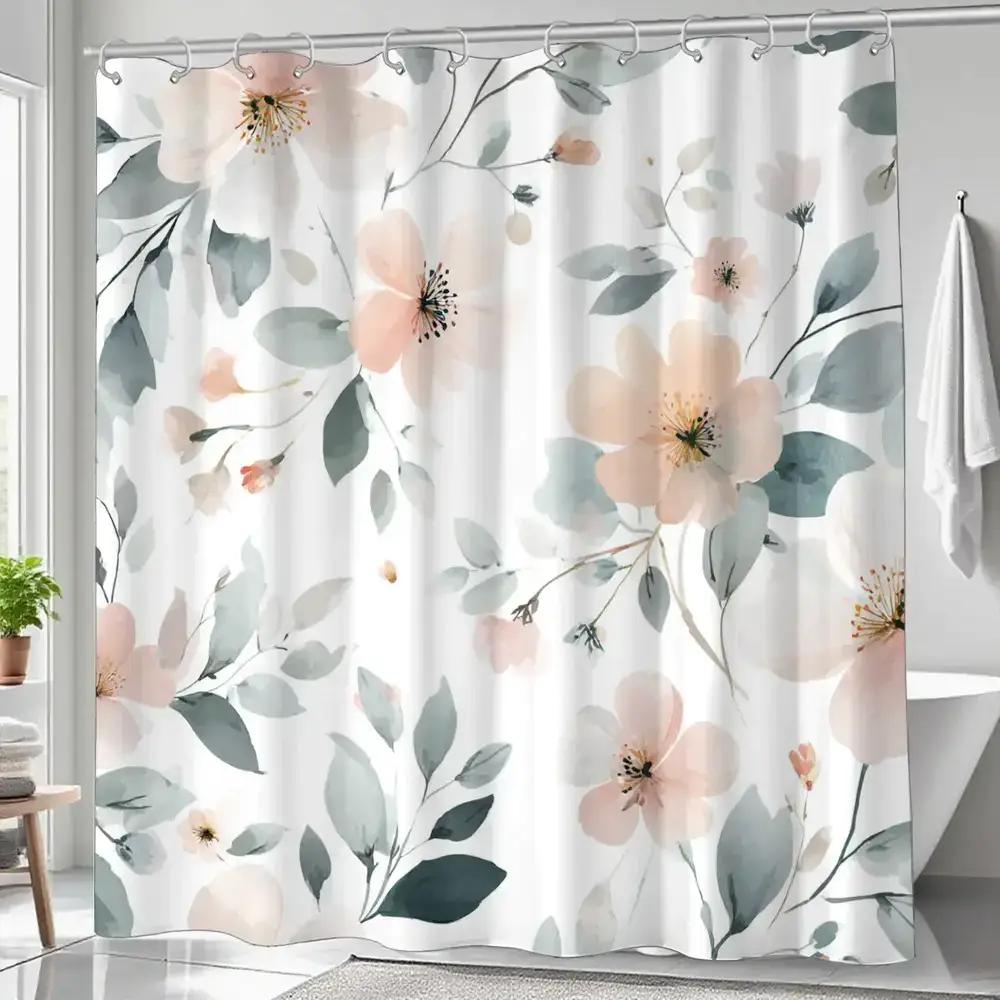 Pinkish-Gray Floral Watercolor Shower Curtain, Polyester Fabric, Machine Washable, With Hooks, Suitable For Bathroom Dcor. W60H190(CM)-1 Pcs
Pinkish-Gray Floral Watercolor Shower Curtain, Polyester Fabric, Machine Washable, With Hooks, Suitable For Bathroom Dcor. W60H190(CM)-1 Pcs