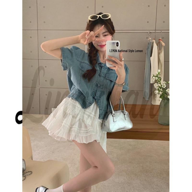 2026 Summer Chinese Style Frog Button Short Sleeve Denim Shirt - Casual Top Extra Large світло-синій колір
2026 Summer Chinese Style Frog Button Short Sleeve Denim Shirt - Casual Top Extra Large світло-синій колір