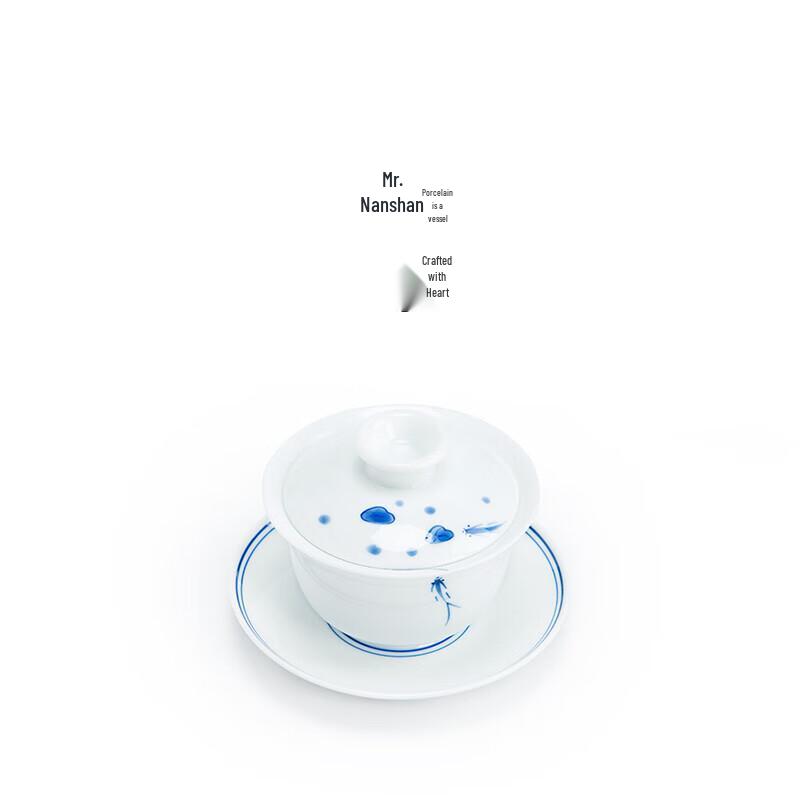 Mr. Nanshan Hand-Painted Blue & White Porcelain Gaiwan
Mr. Nanshan Hand-Painted Blue & White Porcelain Gaiwan