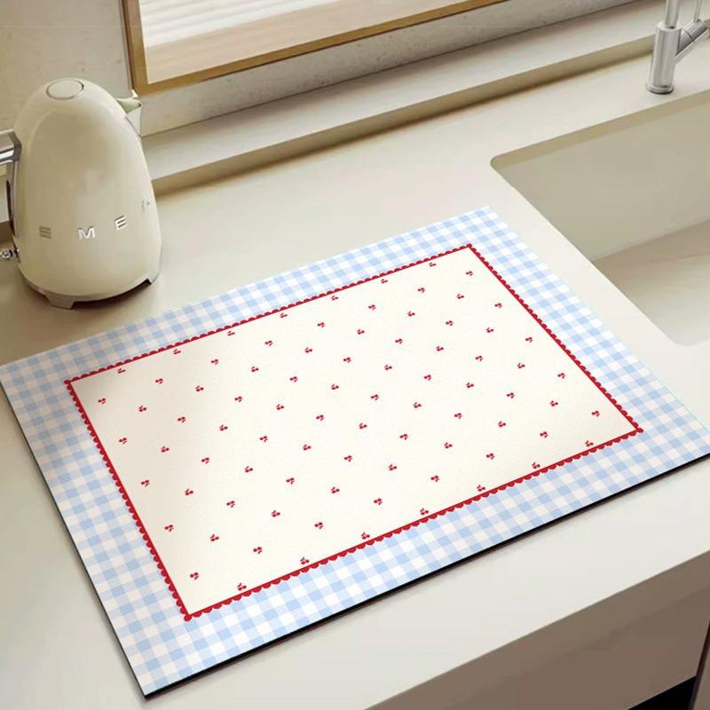 Blue Gingham Cherry Printed Kitchen Sink Mat Non Slip Absorbent Dish Drying Pad Red Heart Border Cute Kawaii Design Easy Clean (as the picture,20x30cm)
Blue Gingham Cherry Printed Kitchen Sink Mat Non Slip Absorbent Dish Drying Pad Red Heart Border Cute Kawaii Design Easy Clean (as the picture,20x30cm)