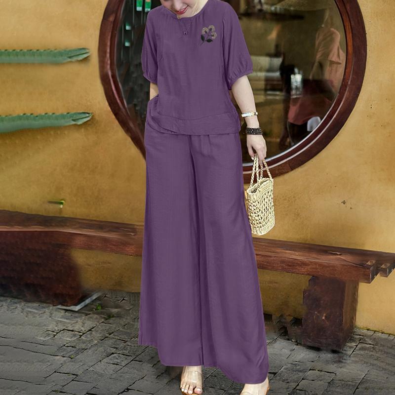 ZANZEA Женская блузка с вышивкой и брюки Повседневные ретро комплекты из двух предметов M фиолетовый
ZANZEA Женская блузка с вышивкой и брюки Повседневные ретро комплекты из двух предметов M фиолетовый