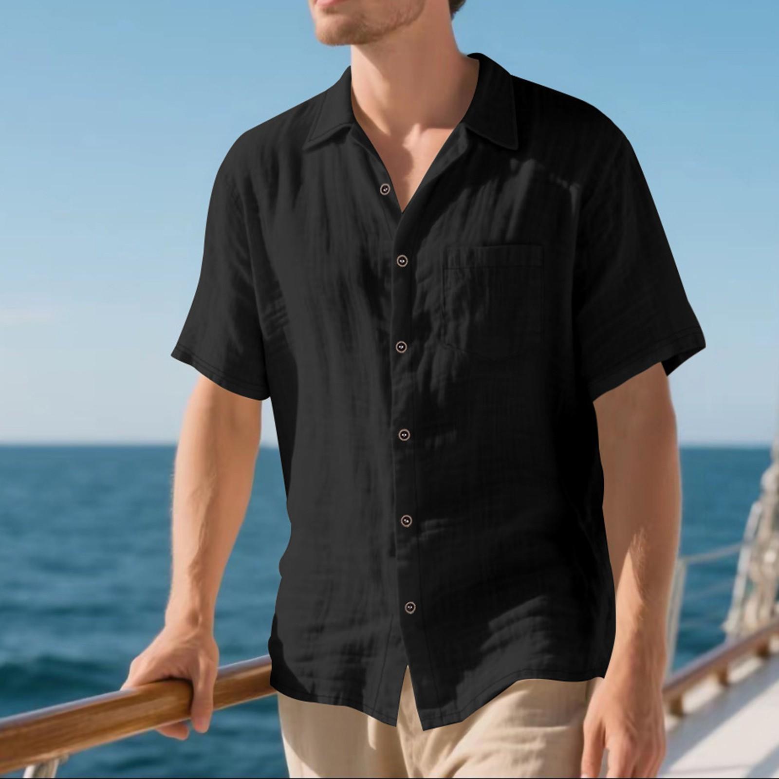 Men s Summer Linen Short Sleeve Shirt Casual Breathable Button Shirt Holiday Beach Summer Tops With Pockets XXL чорний
Men s Summer Linen Short Sleeve Shirt Casual Breathable Button Shirt Holiday Beach Summer Tops With Pockets XXL чорний
