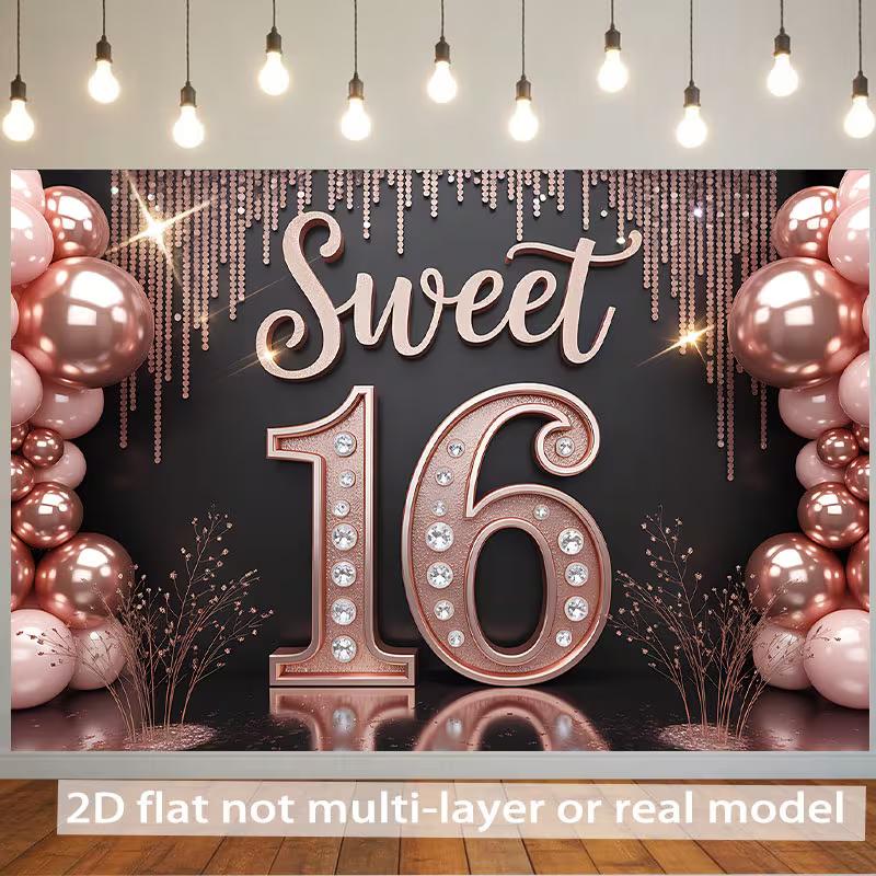 2D Sweet 16th Birthday Backdrop Rose Gold Balloon Party Background 47.2x31.5inch/120*80cm
2D Sweet 16th Birthday Backdrop Rose Gold Balloon Party Background 47.2x31.5inch/120*80cm