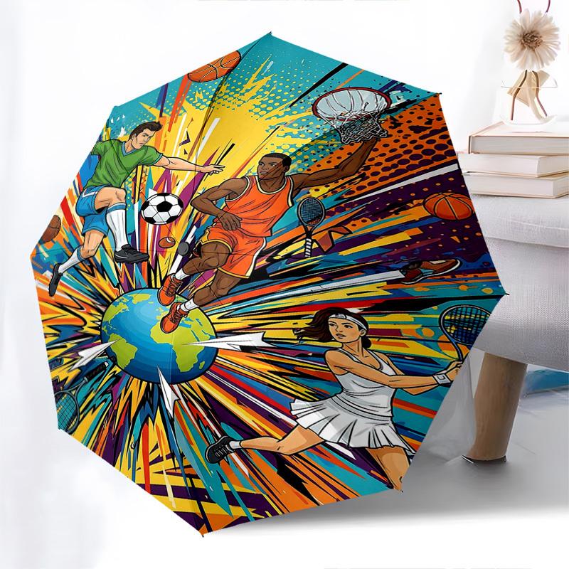 1pc Automatic Folding Umbrella with Soccer Ball, Basketball, Tennis Racket & Globe Design, Portable 3-Fold Design, 8-Rib Iron Frame, Outdoor for Sport
1pc Automatic Folding Umbrella with Soccer Ball, Basketball, Tennis Racket & Globe Design, Portable 3-Fold Design, 8-Rib Iron Frame, Outdoor for Sport