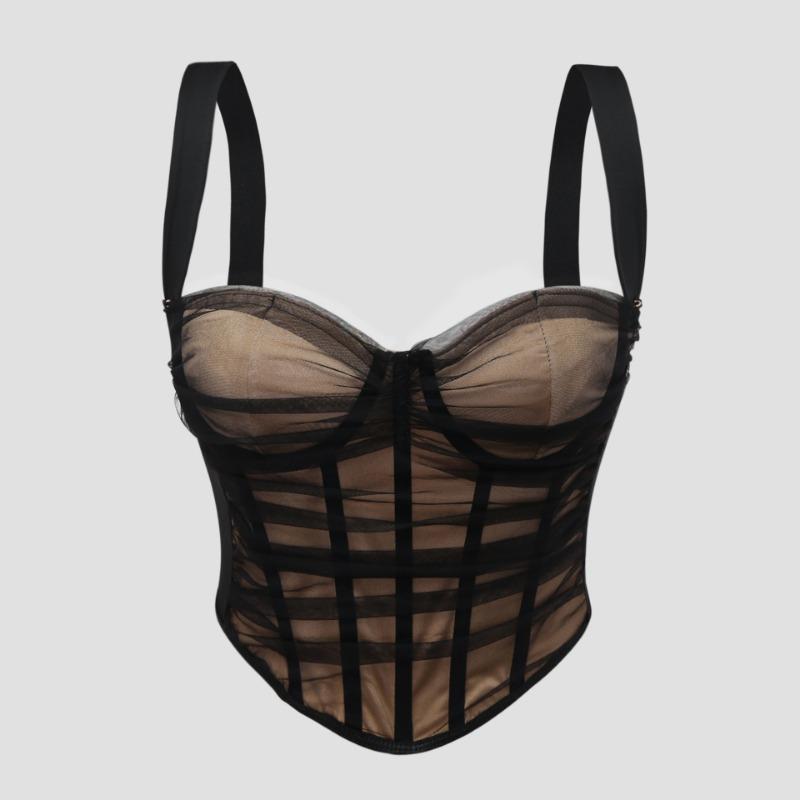 Black Sheer Mesh Corset Top Spaghetti Strap Sweetheart Bustier Crop Top S чорний
Black Sheer Mesh Corset Top Spaghetti Strap Sweetheart Bustier Crop Top S чорний