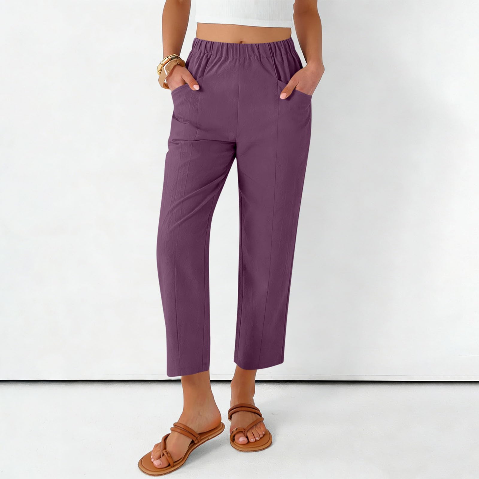 Women s Fashionable Loose-Fit Pocket Cotton-Linen Blend High-Waisted Wide-Leg Pants Casual Cropped Trousers S фіолетовий
Women s Fashionable Loose-Fit Pocket Cotton-Linen Blend High-Waisted Wide-Leg Pants Casual Cropped Trousers S фіолетовий