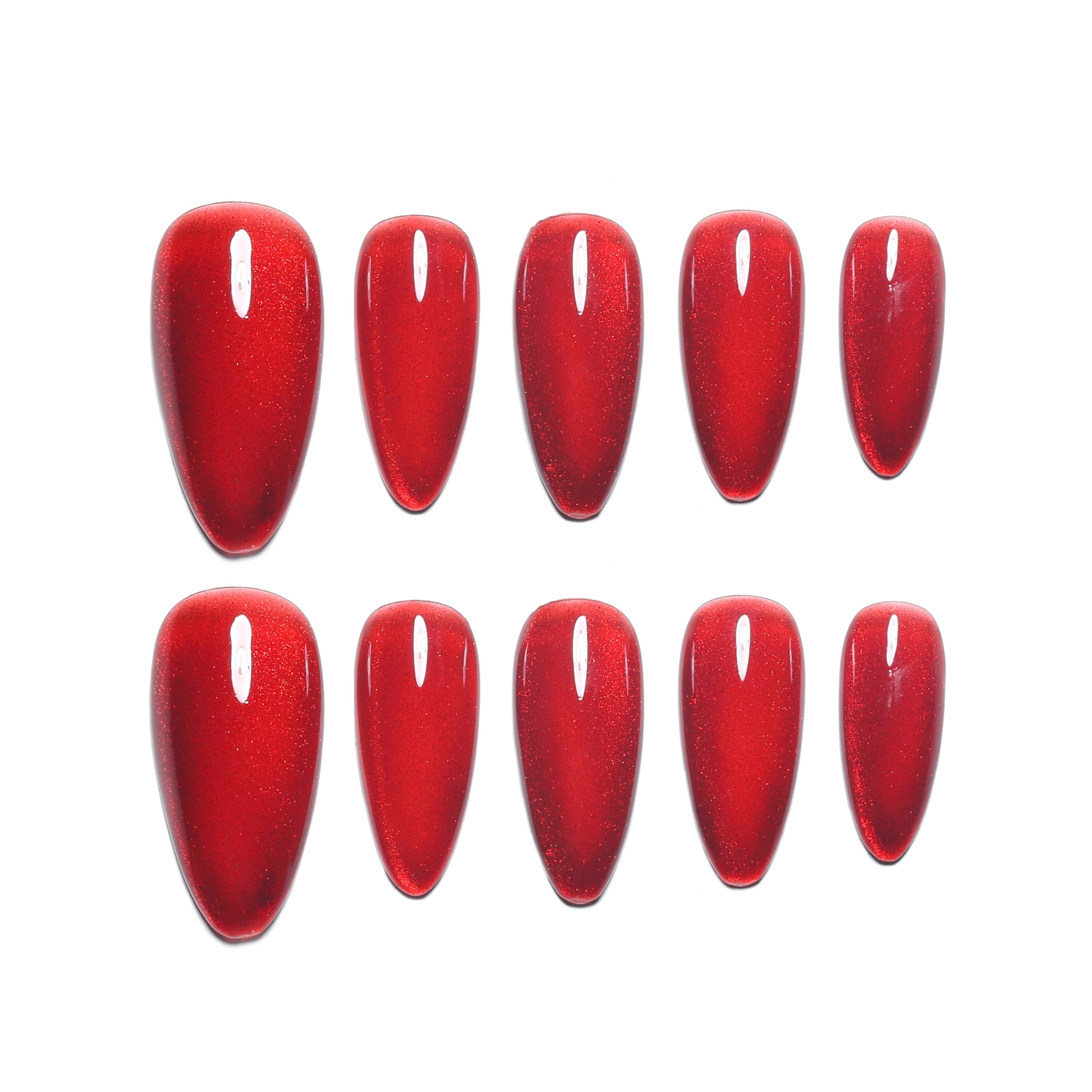 Nails Handmade Nail Tips Medium Almond Red Ruby False Nails Magnet Design Stylish False Nails 10 Pieces Sun&Beam (#162 S)
Nails Handmade Nail Tips Medium Almond Red Ruby False Nails Magnet Design Stylish False Nails 10 Pieces Sun&Beam (#162 S)