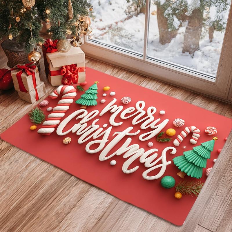 1pc Large Rectangular Christmas Doormat - Non-Slip Backing, Machine Washable Indoor/Entryway Mat with Red Base and White Candy C 40cm x 60cm
1pc Large Rectangular Christmas Doormat - Non-Slip Backing, Machine Washable Indoor/Entryway Mat with Red Base and White Candy C 40cm x 60cm