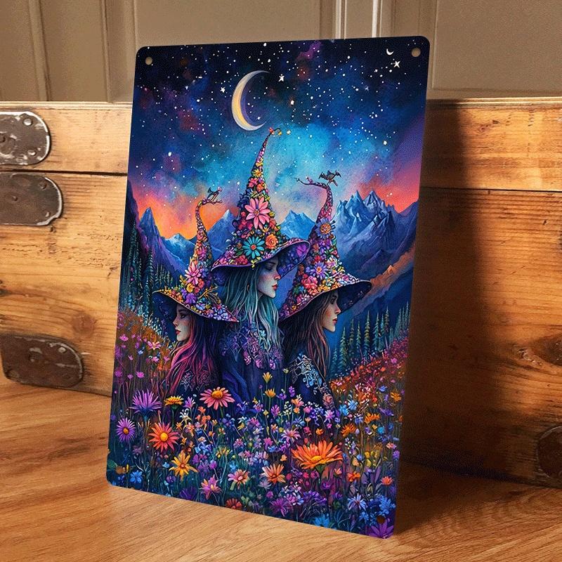 1 piece: A magical witch under a dreamy starry sky tin painting plaque; a decorative painting of mysterious flowers, moon, and m (as the picture,20x30cm)
1 piece: A magical witch under a dreamy starry sky tin painting plaque; a decorative painting of mysterious flowers, moon, and m (as the picture,20x30cm)
