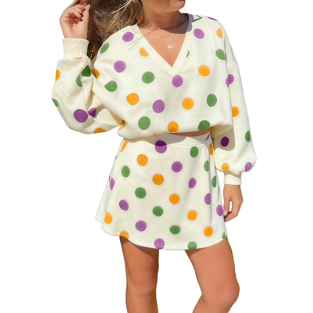 Autumn Polka Dot Knit Two-Piece Set: Long Sleeve Top with Pockets & Mid-Waist Short Skirt Large грязно-белый
Autumn Polka Dot Knit Two-Piece Set: Long Sleeve Top with Pockets & Mid-Waist Short Skirt Large грязно-белый