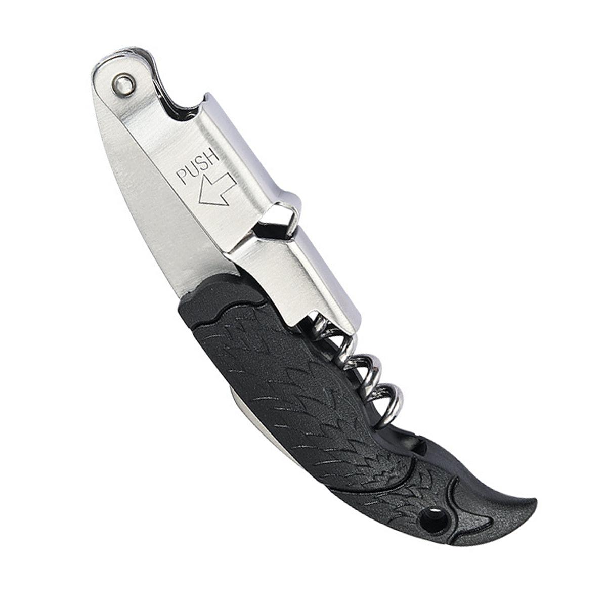 Винный штопор Leeseph, штопоры для винных бутылок с резаком для фольги, ручной винный ключ для официантов, барменов и домашнего использования чёрный