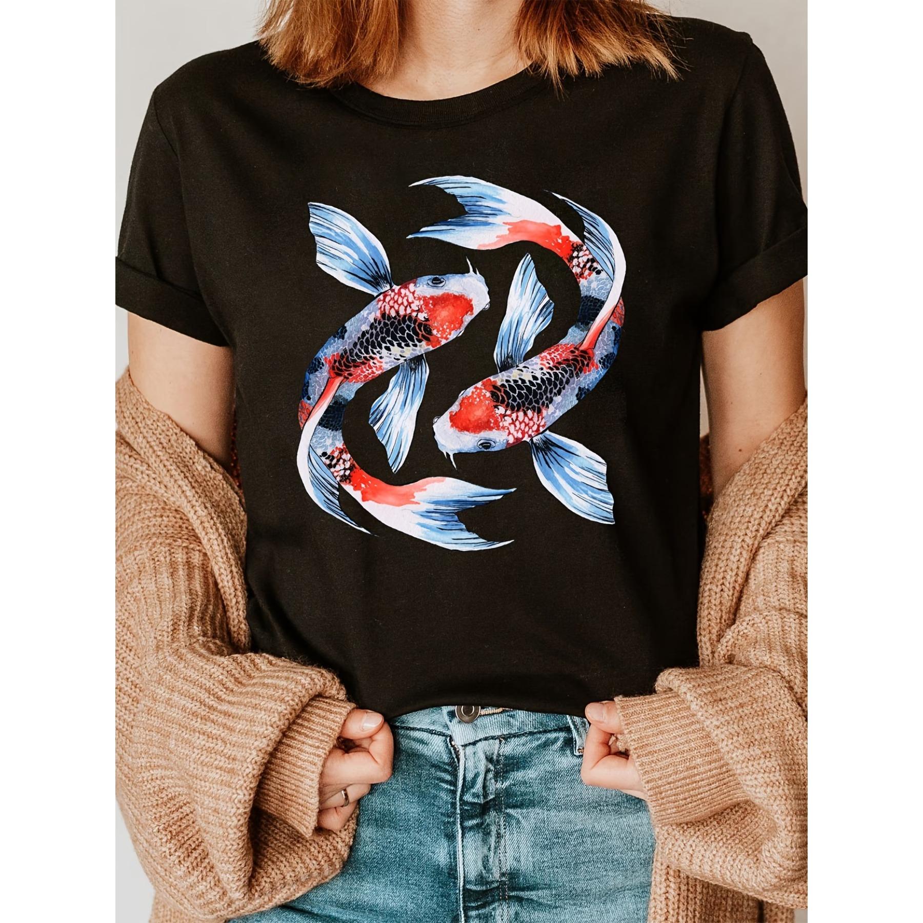 Women s Japanese Koi Fish & Cherry Blossom Print T-Shirt - Koi Carp Nishikigoi Fish, Short Sleeve Crew Neck Casual Blouse XXL чорний
Women s Japanese Koi Fish & Cherry Blossom Print T-Shirt - Koi Carp Nishikigoi Fish, Short Sleeve Crew Neck Casual Blouse XXL чорний