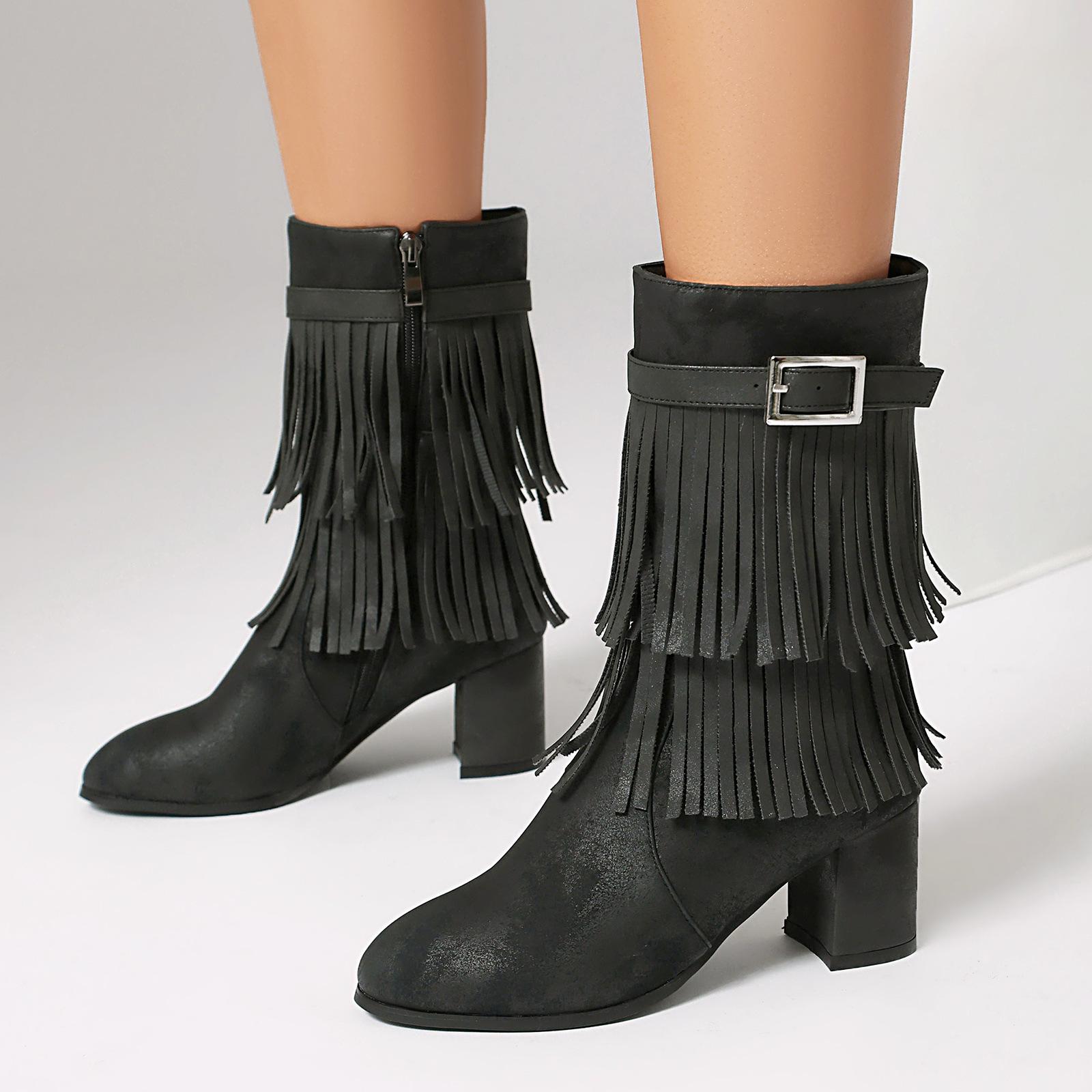 Hot Boots Women S Mid Calf Boots Low Chunky Heels Closed Toe Suede Vintage Tassels Side Zipper Ankle Boot For Autum Winter Shoes 39 чорний
Hot Boots Women S Mid Calf Boots Low Chunky Heels Closed Toe Suede Vintage Tassels Side Zipper Ankle Boot For Autum Winter Shoes 39 чорний