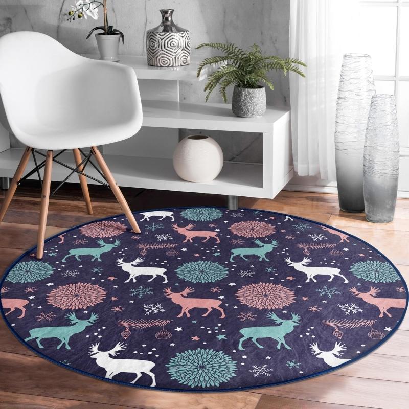Deer Pattern Digital Printed Modern Dark Blue Corridor and Hallway Round Carpet With Washable Non-Slip Base On Colorful Floor
Deer Pattern Digital Printed Modern Dark Blue Corridor and Hallway Round Carpet With Washable Non-Slip Base On Colorful Floor