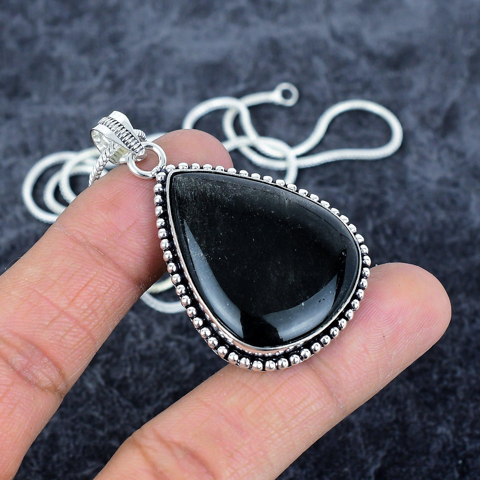 Silversheen Obsidian Gemstone 925 Sterling Silver Jewelry Pendant 2.13 M-2871
Silversheen Obsidian Gemstone 925 Sterling Silver Jewelry Pendant 2.13 M-2871
