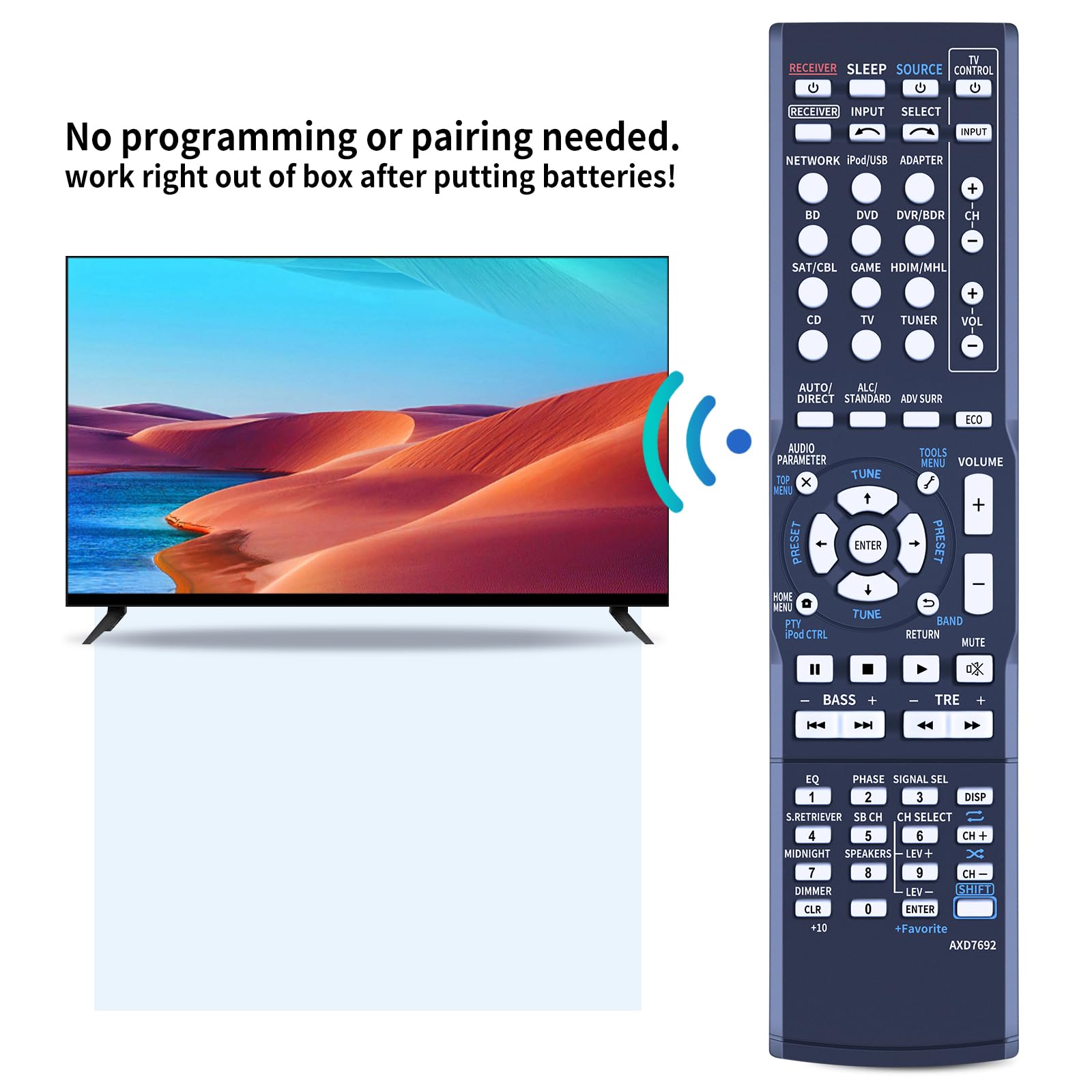 AXD7692 For Pioneer AV Receiver Stereo System Remote Control Ergonomic Replacement Controller A
AXD7692 For Pioneer AV Receiver Stereo System Remote Control Ergonomic Replacement Controller A