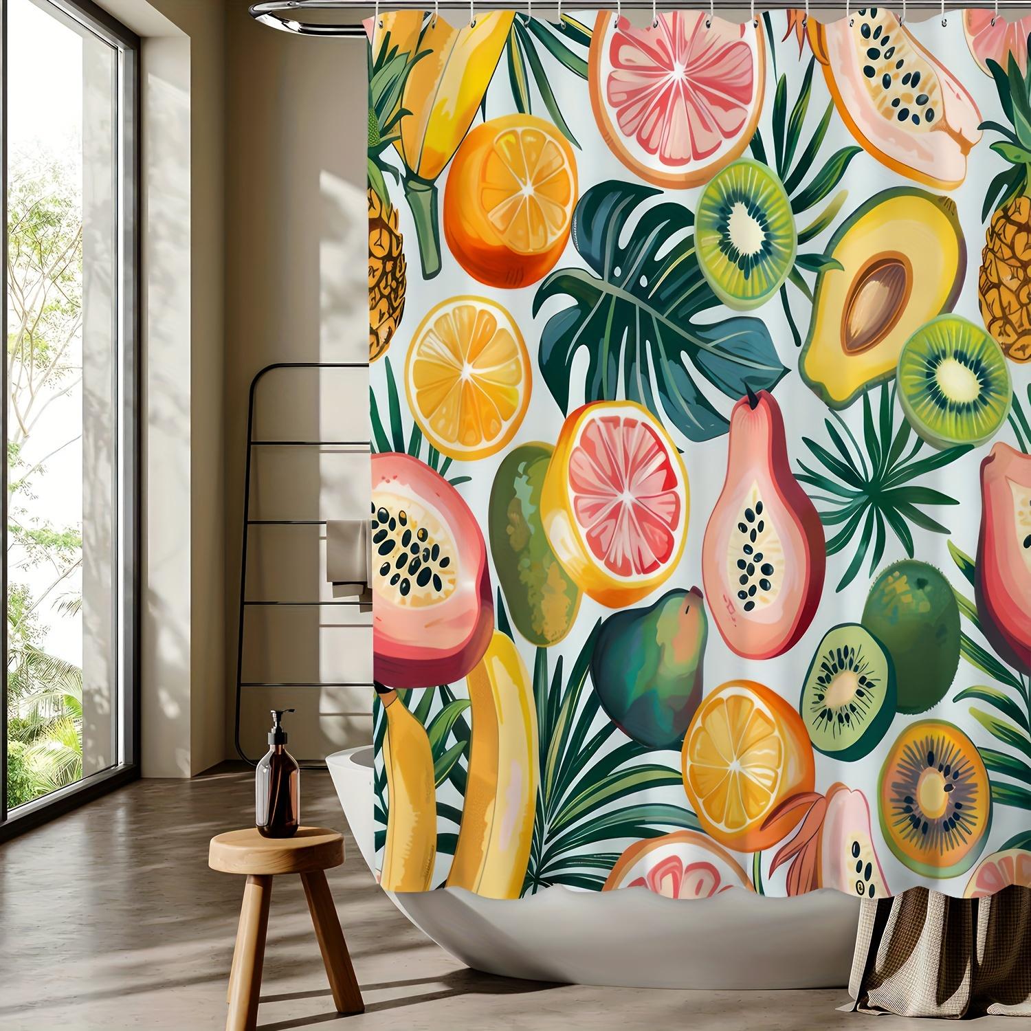 Tropical Fruit Green Leaf Digital Print Shower Curtain, Machine Washable, Reversible All-Season Polyester Bathroom Decor W60H190(CM)-1 Pcs
Tropical Fruit Green Leaf Digital Print Shower Curtain, Machine Washable, Reversible All-Season Polyester Bathroom Decor W60H190(CM)-1 Pcs