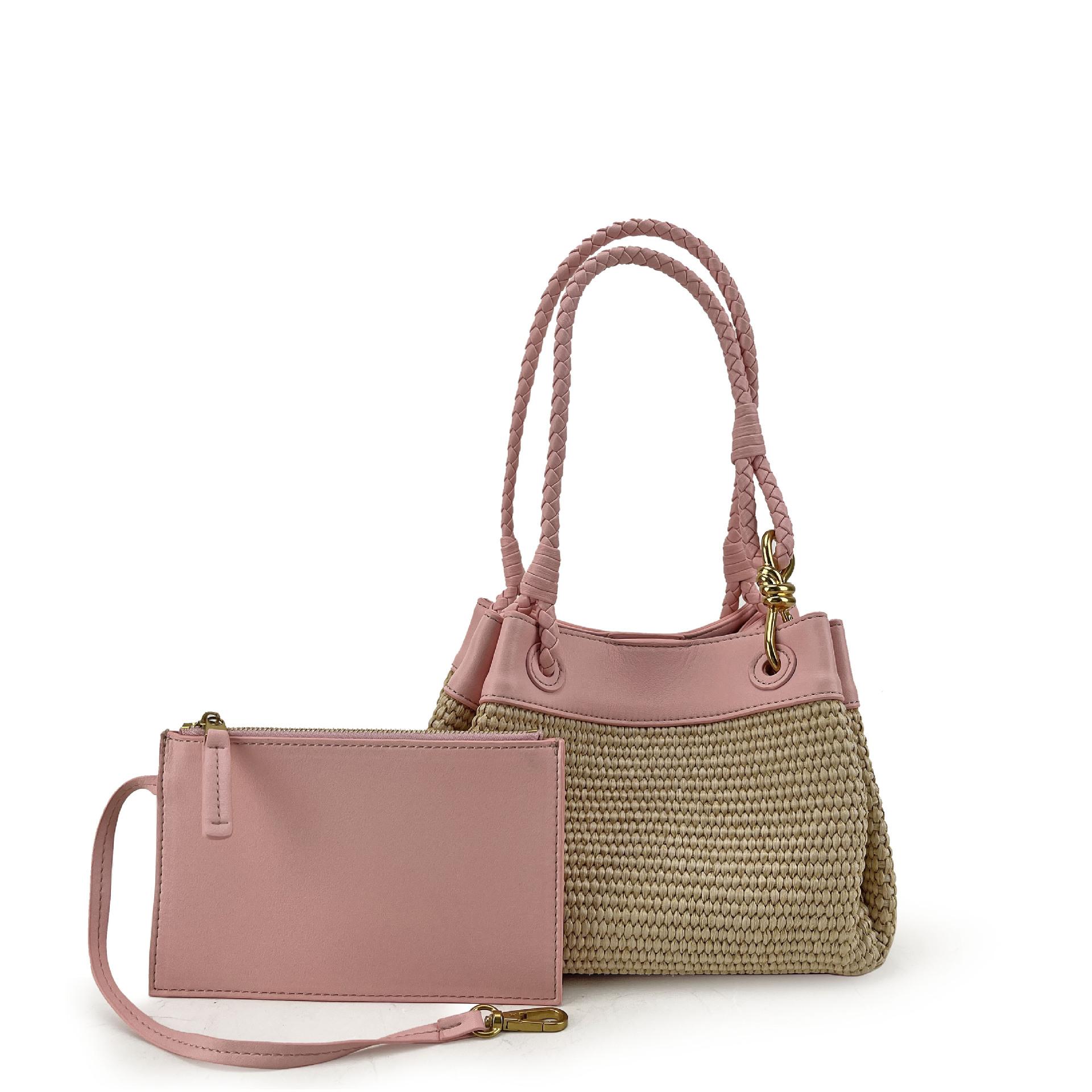 Плетеная из рафии ручная сумка-парашют, модная повседневная текстурная сумка-ведро, на одно плечо, под мышку, через плечо, женская сумка 21x15x15cm