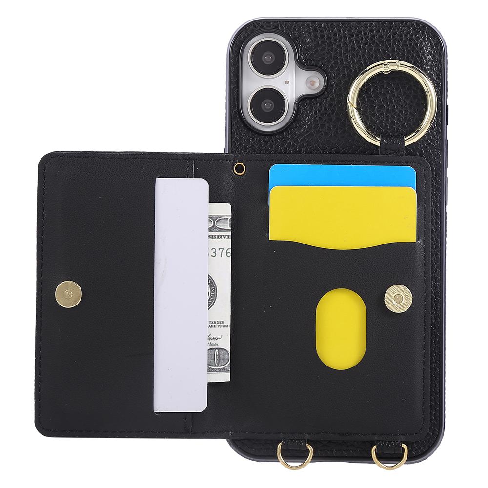For iPhone 16 Case Kickstand Rhombus Leather+TPU Phone Cover with Shoulder Strap Black
For iPhone 16 Case Kickstand Rhombus Leather+TPU Phone Cover with Shoulder Strap Black