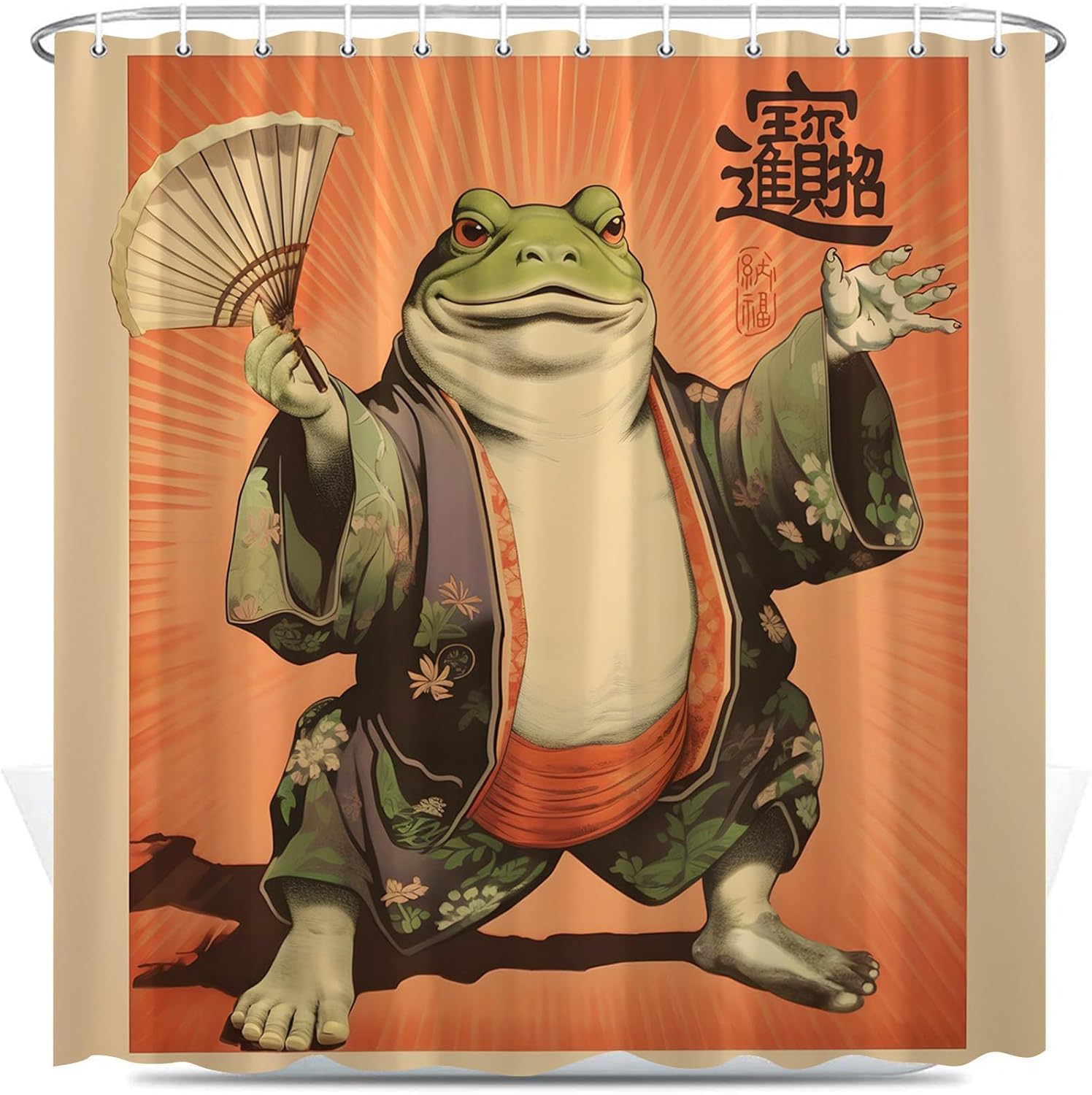 Funny Shower Curtain Frogs Holding Lantern Sitting On Koi Fish Big Waves Japanese Traditional Painting Vintage Fun Animal Fabric W60H190(CM)-1 Pcs
Funny Shower Curtain Frogs Holding Lantern Sitting On Koi Fish Big Waves Japanese Traditional Painting Vintage Fun Animal Fabric W60H190(CM)-1 Pcs