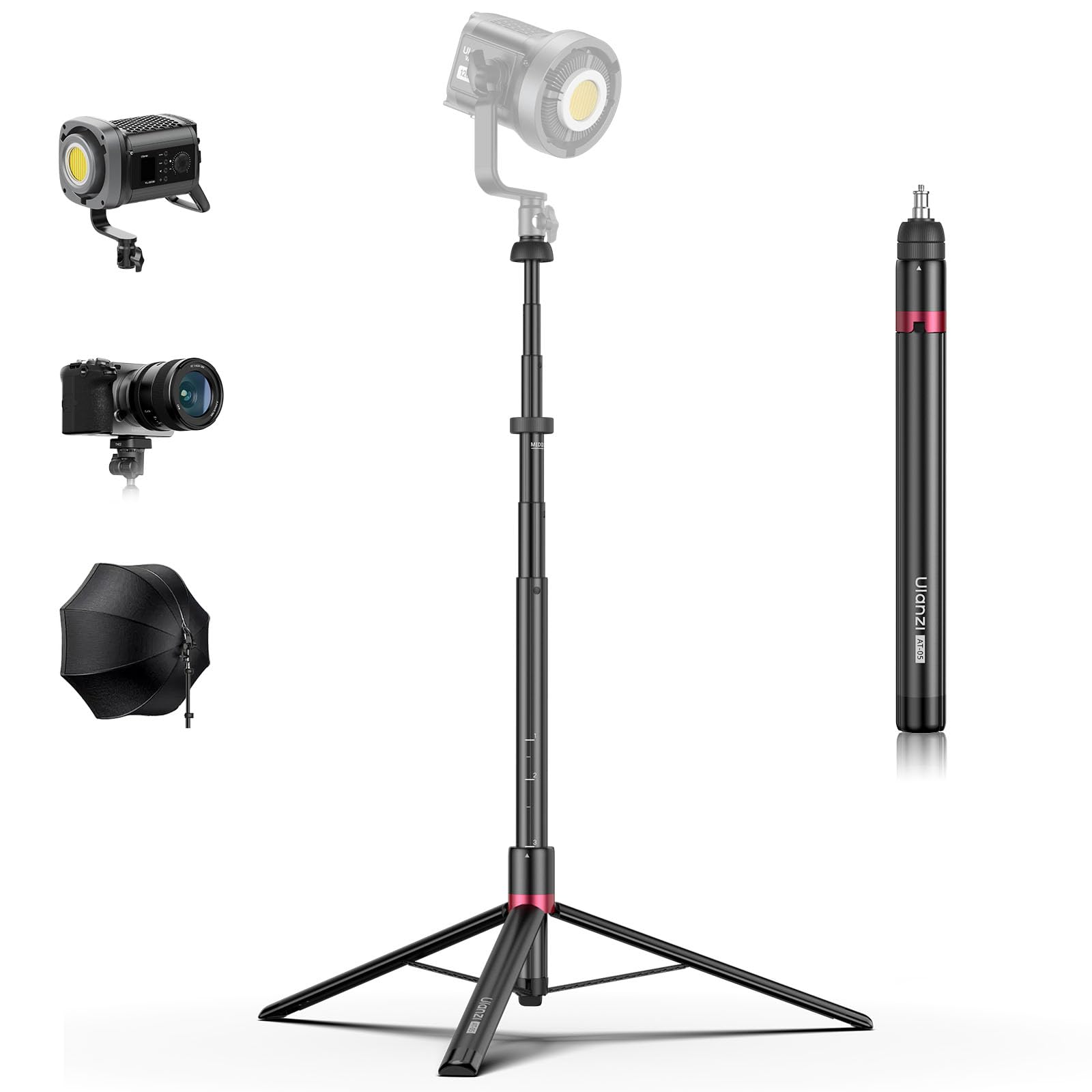Ulanzi Light Photography Load Capacity Compatible with Photography AT-05 Stand, Stand, 200cm, 5kg, Stable, Aluminum, 6-Stage Telescopic, 1/4 Screw,
Ulanzi Light Photography Load Capacity Compatible with Photography AT-05 Stand, Stand, 200cm, 5kg, Stable, Aluminum, 6-Stage Telescopic, 1/4 Screw,