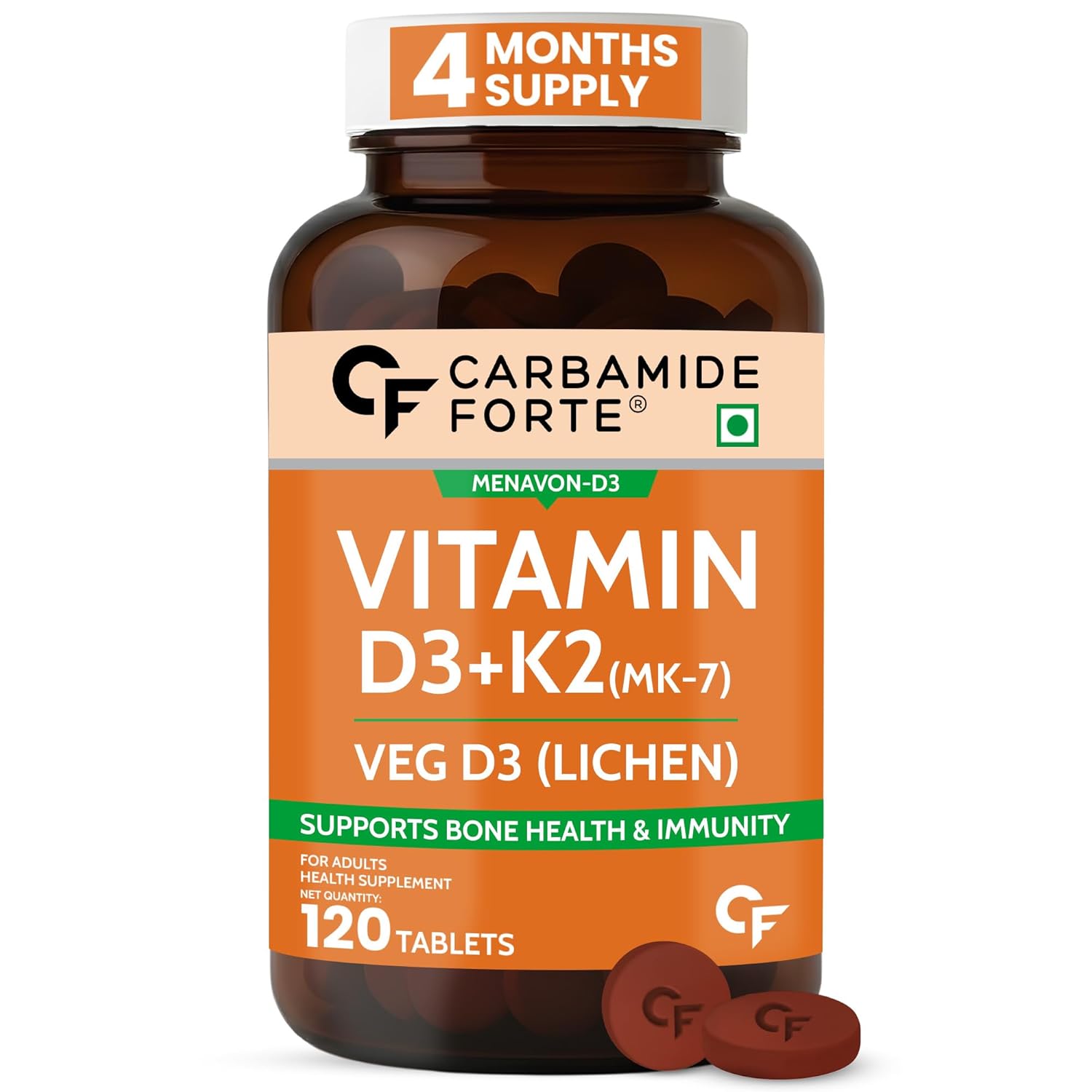Carbamide Forte Vitamin D3 K2 Supplement 120 Tablets for Bone, Heart, and Calcium Support
Carbamide Forte Vitamin D3 K2 Supplement 120 Tablets for Bone, Heart, and Calcium Support