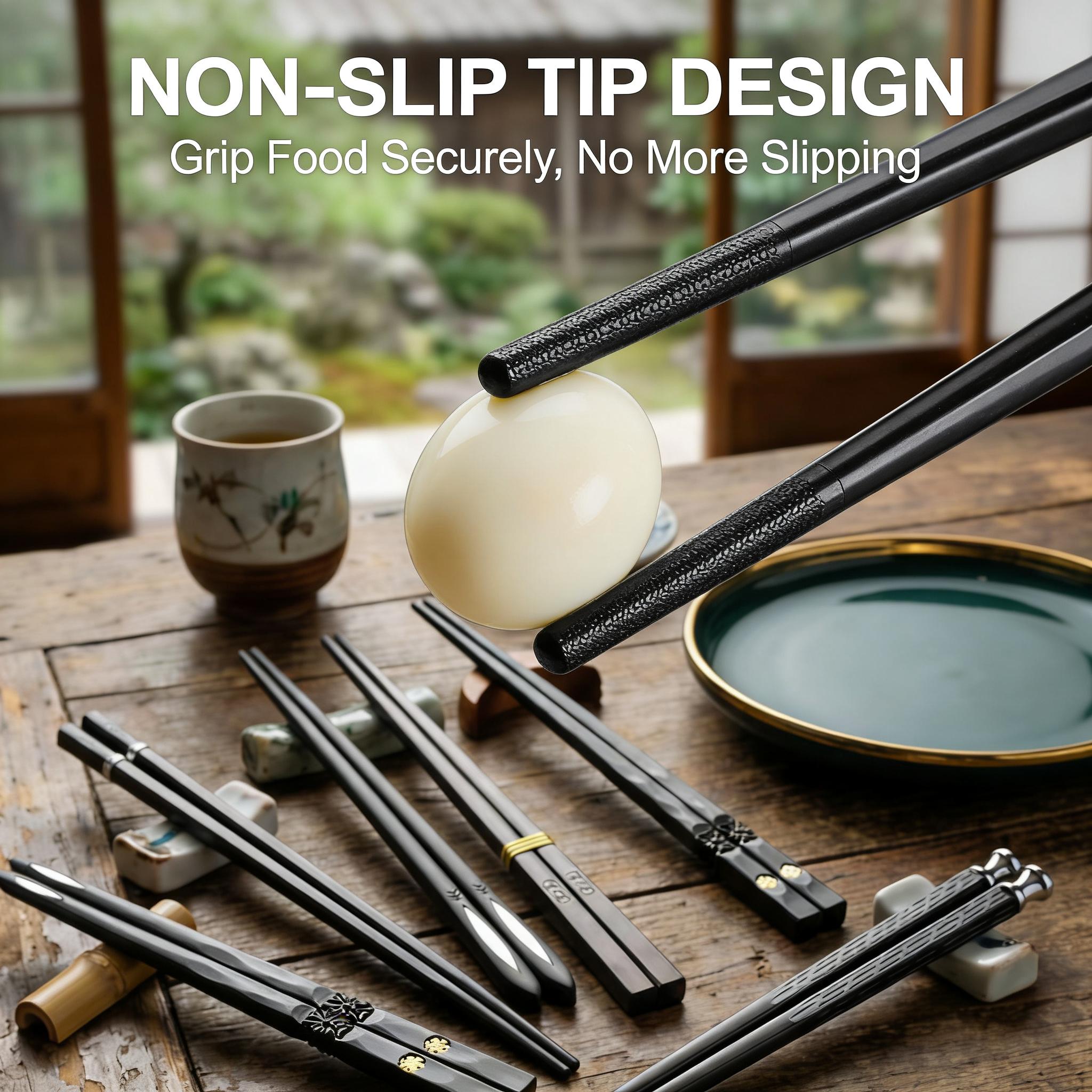 Black Alloy Chopsticks 5-Piece Set, Reusable Durable Kitchen Tableware United States
Black Alloy Chopsticks 5-Piece Set, Reusable Durable Kitchen Tableware United States