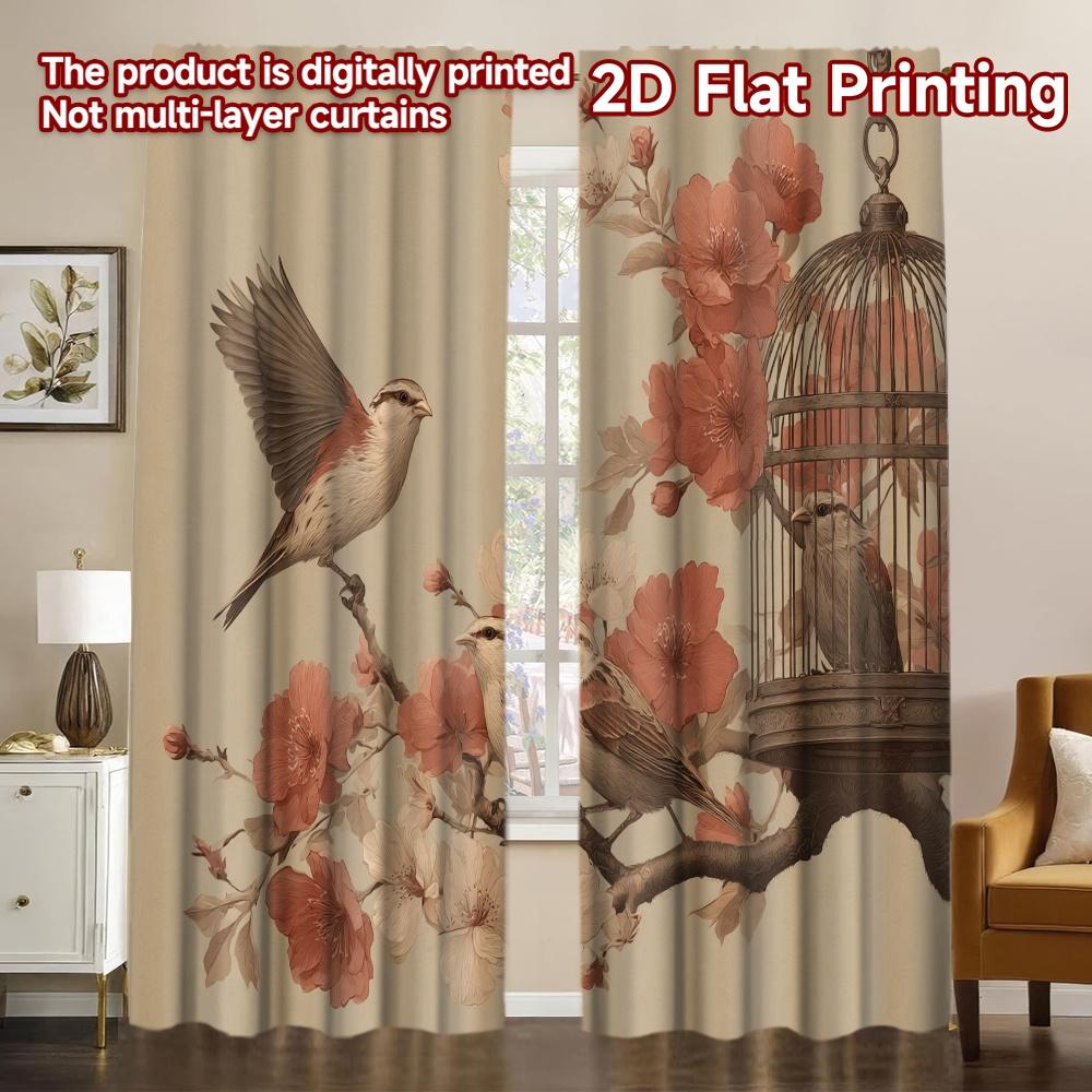 Flat Printing Curtains Without Rod Birds Cherry Blossoms Chic Window Curtain Versatile Polyester Set Of 2 Made Washable W100*H70(CM)-Rod Pocket&1PCS
Flat Printing Curtains Without Rod Birds Cherry Blossoms Chic Window Curtain Versatile Polyester Set Of 2 Made Washable W100*H70(CM)-Rod Pocket&1PCS