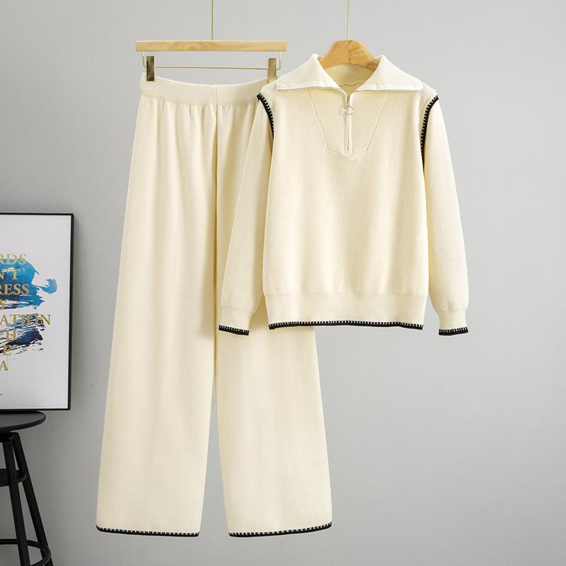 A New Autumn and Winter Fashion Casual Set Featuring A Contrasting Color Stand-up Collar Long-sleeved Knitted Sweater and High-waisted Wide-leg Pants one size абрикосовий
A New Autumn and Winter Fashion Casual Set Featuring A Contrasting Color Stand-up Collar Long-sleeved Knitted Sweater and High-waisted Wide-leg Pants one size абрикосовий