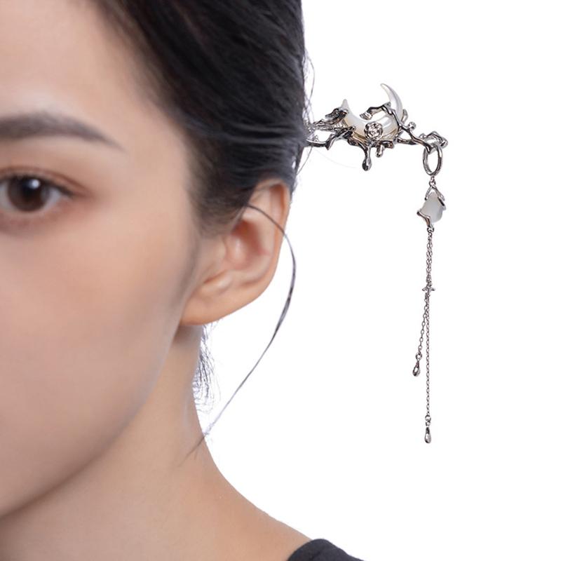 New Chinese Moonlight Stone Tassel Hair Stick for Women Girl Vintage Metal Moon Hanfu Hair Stick Hairpin Hair Accessories
New Chinese Moonlight Stone Tassel Hair Stick for Women Girl Vintage Metal Moon Hanfu Hair Stick Hairpin Hair Accessories