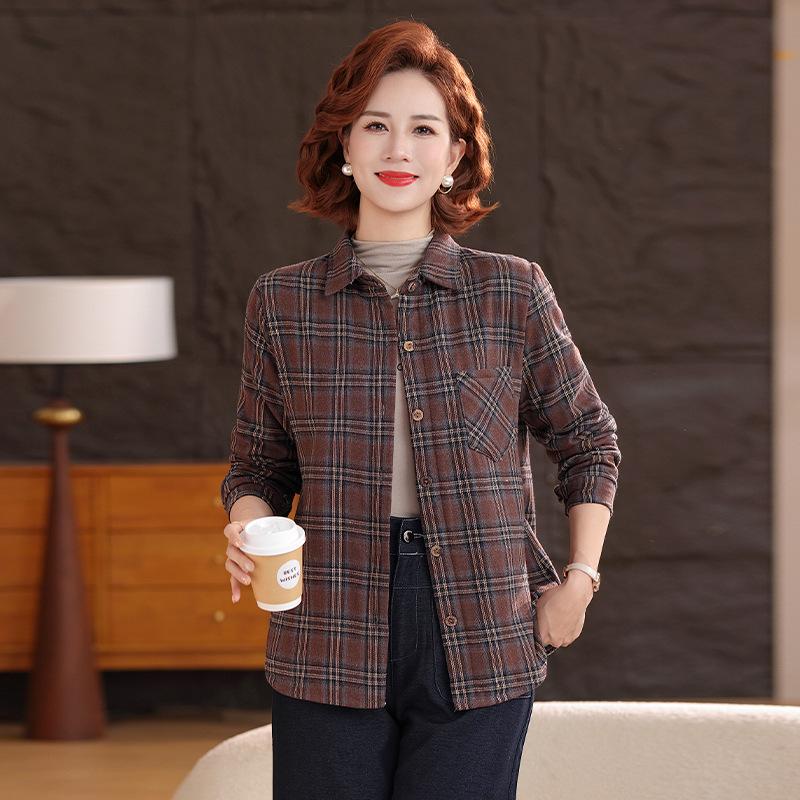 2026 Plaid Long-Sleeved Shirt for Middle-Aged and Elderly Women - Spring and Autumn Casual Jacket Style 4XL (suggested weight 130-145 jin) кавовий
2026 Plaid Long-Sleeved Shirt for Middle-Aged and Elderly Women - Spring and Autumn Casual Jacket Style 4XL (suggested weight 130-145 jin) кавовий