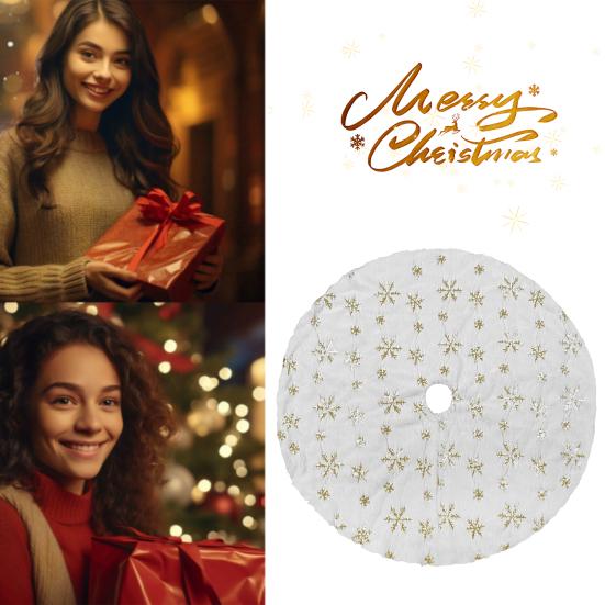 Merry Christmas Tree Skirt Snowflake Pattern White Plush Mat Round Xmas Tree Cloth Skirt DIY Decorative Props 2024 New Year Christmas Decoration Party
Merry Christmas Tree Skirt Snowflake Pattern White Plush Mat Round Xmas Tree Cloth Skirt DIY Decorative Props 2024 New Year Christmas Decoration Party