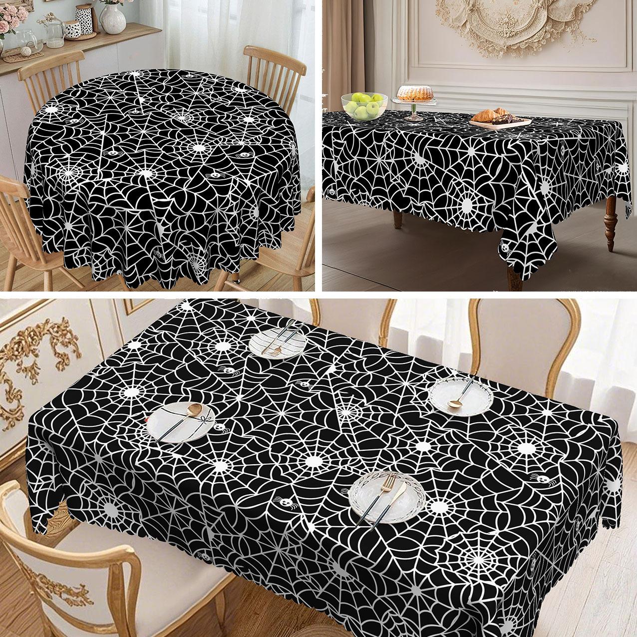 1 White Spider Web Black Rectangular Tablecloth, Halloween Grid, Suitable For Coffee Tables And Dining Tables round tablecloth-152x152cm
1 White Spider Web Black Rectangular Tablecloth, Halloween Grid, Suitable For Coffee Tables And Dining Tables round tablecloth-152x152cm