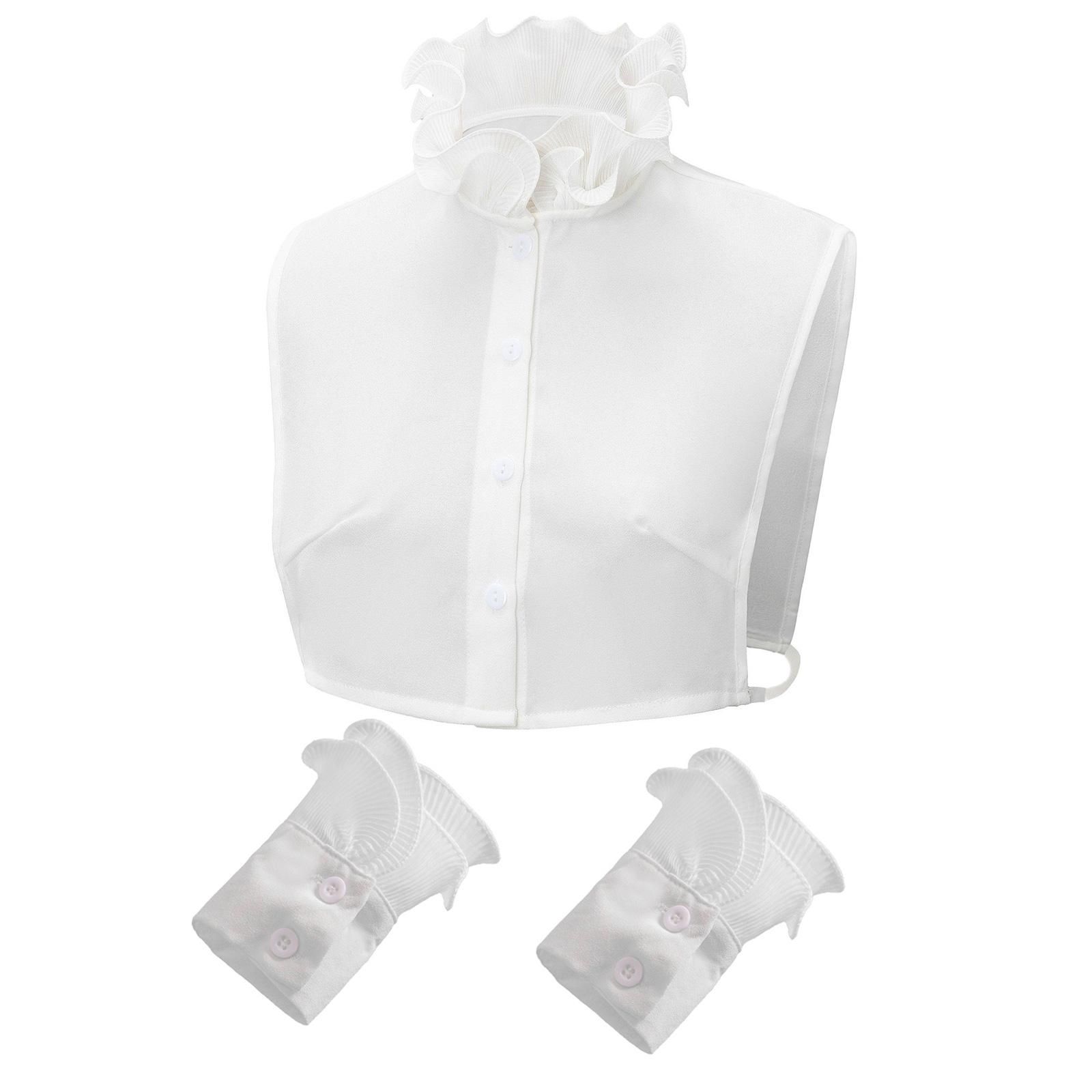 Fashionable Faux Collar With Wrist Cuffs Fake Sleeves For Women Decorative Ruffle V Neck Half Shirt Blouse Layering Set
Fashionable Faux Collar With Wrist Cuffs Fake Sleeves For Women Decorative Ruffle V Neck Half Shirt Blouse Layering Set