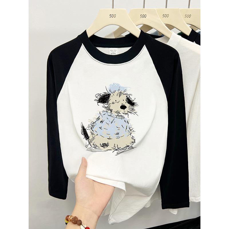Women s Cartoon Puppy Print Raglan Long Sleeve Crew Neck T-Shirt, 100% Cotton, Autumn 2024 Collection, Loose Fit Base Layer Top. Large
Women s Cartoon Puppy Print Raglan Long Sleeve Crew Neck T-Shirt, 100% Cotton, Autumn 2024 Collection, Loose Fit Base Layer Top. Large