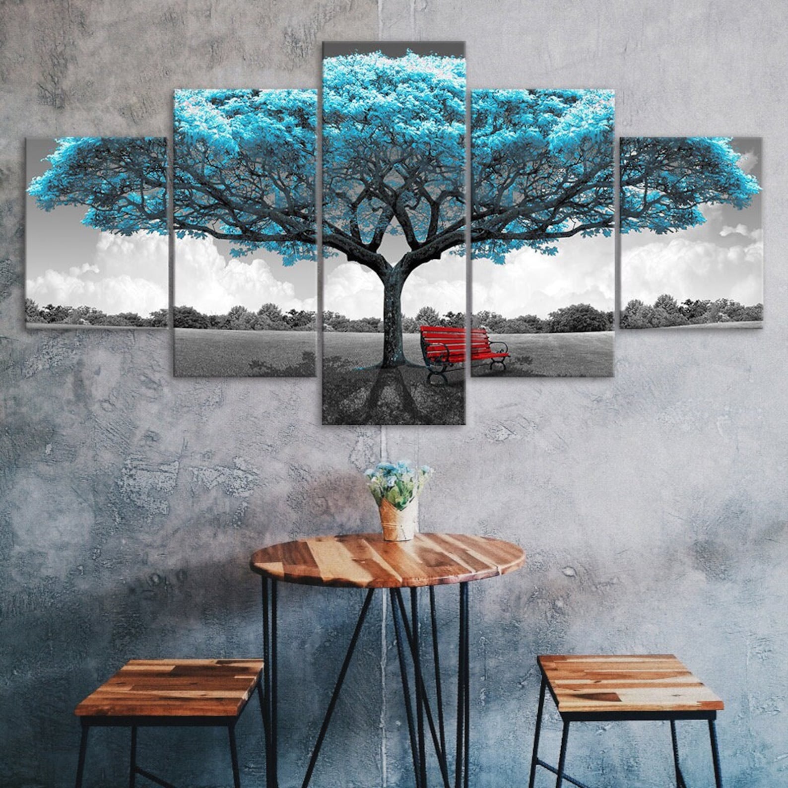 Blue Tree Red Bench Art Scenery Painting 5 Piece Five Panel Wall Canvas Print Modern Art Poster Picture Home Decor Gift For Him For Her 20X35 20X45 20X55CM
Blue Tree Red Bench Art Scenery Painting 5 Piece Five Panel Wall Canvas Print Modern Art Poster Picture Home Decor Gift For Him For Her 20X35 20X45 20X55CM