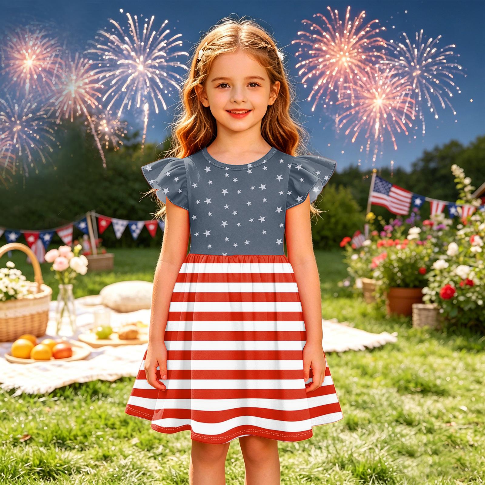 Girls Summer Princess Dress - A-Line T-Shirt Dress Independence Day 120
Girls Summer Princess Dress - A-Line T-Shirt Dress Independence Day 120