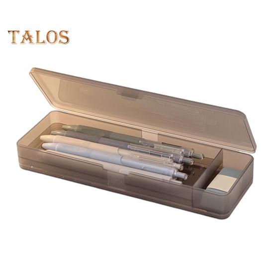 Двусторонняя коробка для канцелярских принадлежностей, большая вместимость, сверхпрочный пластик, многофункциональный органайзер для хранения карандашей и ручек для мальчиков и девочек, школьный чехол кофейный