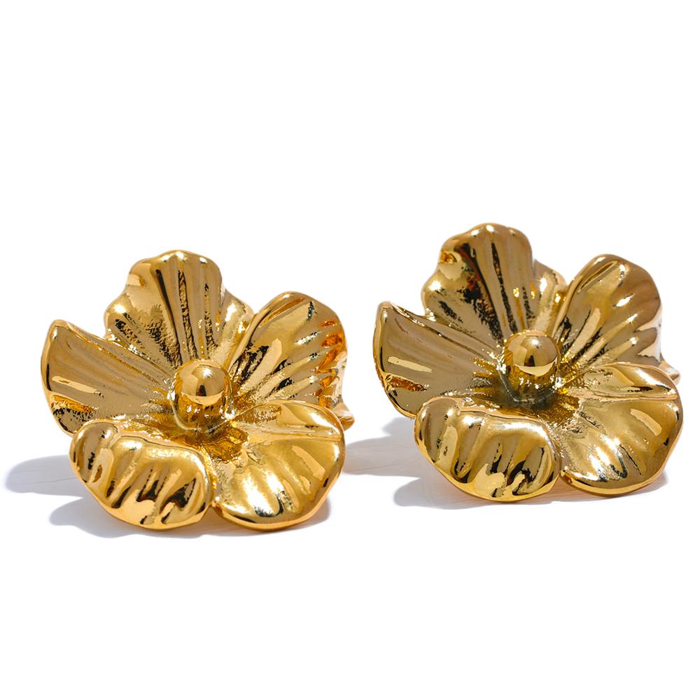 Yhpup 316L Stainless Steel Metal Flower Stud Earrings Rust Proof 18K Gold PVD Plated Modern Daily Jewelry for Women Charm Gift
Yhpup 316L Stainless Steel Metal Flower Stud Earrings Rust Proof 18K Gold PVD Plated Modern Daily Jewelry for Women Charm Gift