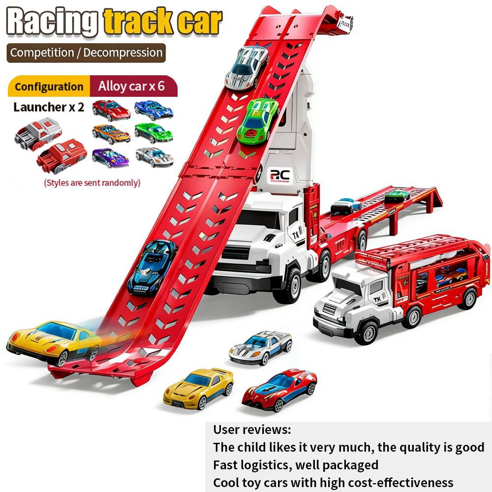 Foldable 2-in-1 dual track racing set -6 alloy cars with 2 launchers (random color), suitable for children aged 3-8 as gifts
Foldable 2-in-1 dual track racing set -6 alloy cars with 2 launchers (random color), suitable for children aged 3-8 as gifts