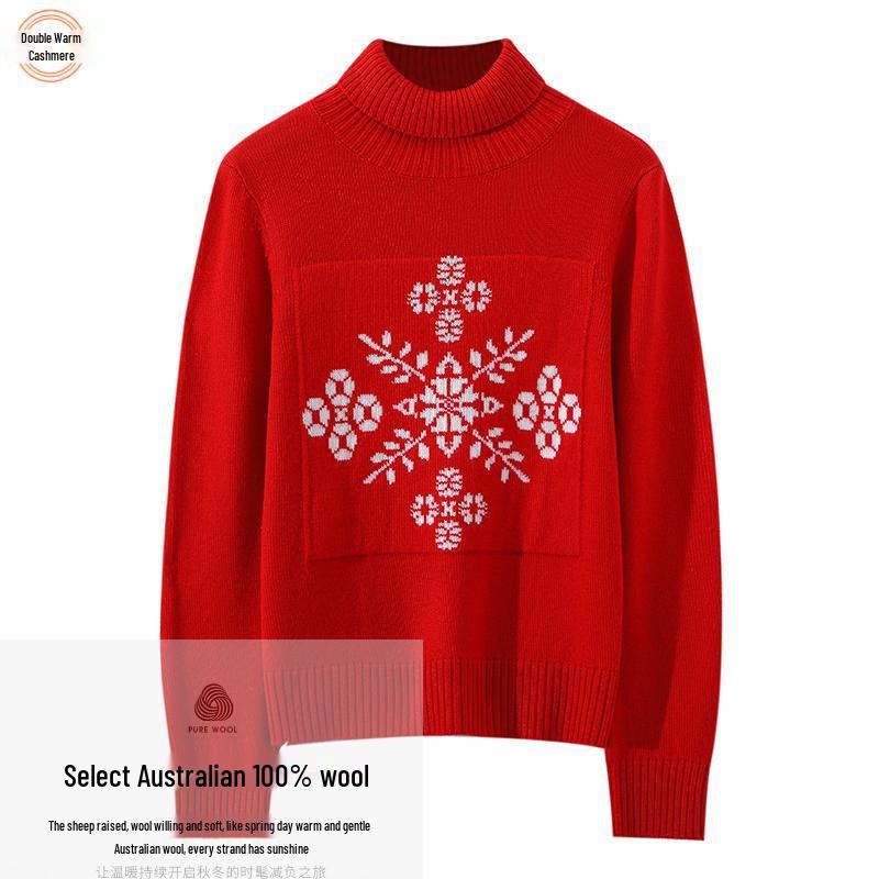 Women s High Neck Pure Wool Color Block Sweater - Autumn/Winter Loose Edelweiss Knit Top XXL красный
Women s High Neck Pure Wool Color Block Sweater - Autumn/Winter Loose Edelweiss Knit Top XXL красный