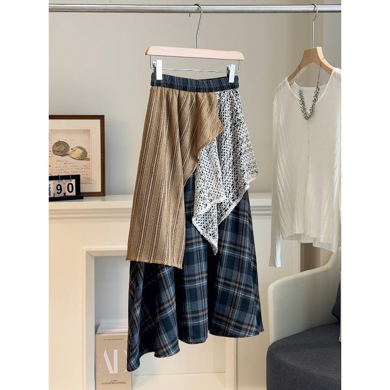 Irregular splicing contrasting color plaid skirt women s autumn new holiday style high waist A word big swing skirt One size fits all чорний
Irregular splicing contrasting color plaid skirt women s autumn new holiday style high waist A word big swing skirt One size fits all чорний
