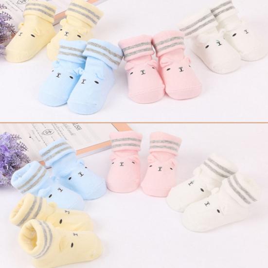 Мягкие теплые носки до щиколотки на нескользящей подошве с рисунком медведя для маленьких мальчиков и девочек