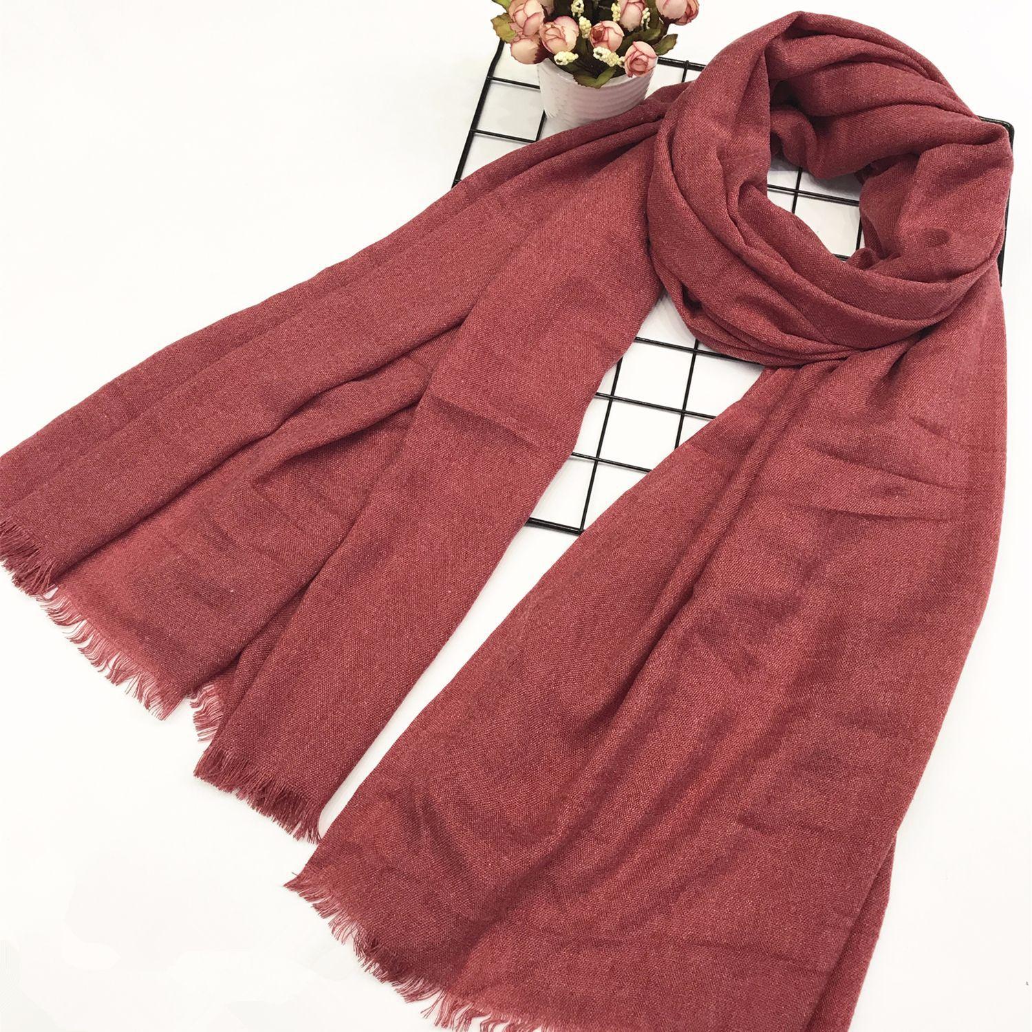 Новый стиль литературные шарфы осенью и зимой женские хлопковые льняные дневные однотонные шаль новый продукт льняной двухцветный шарф ONE SIZE