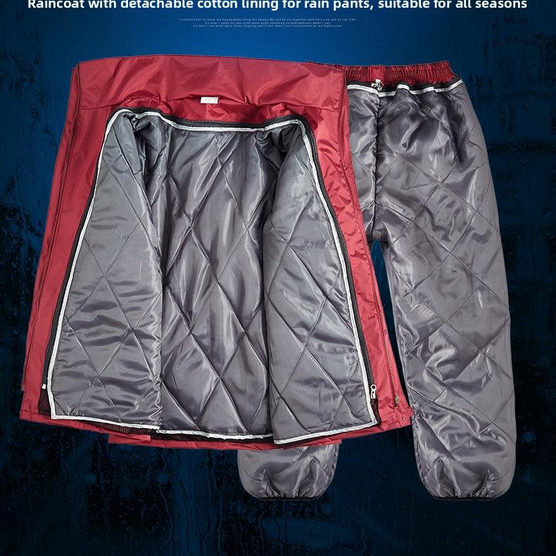 Raincoat set winter thickening windproof warm cycling padded thickening detachable all-season adult cold-proof clothing L червоний
Raincoat set winter thickening windproof warm cycling padded thickening detachable all-season adult cold-proof clothing L червоний